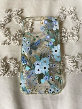 Rifle Paper Co. Clear Case with Blue and Green Floral Print